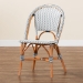 bali & pari Genica Classic French Two-Tone Navy and White Weaving and Natural Rattan Bistro Chair - DC613-Rattan-Navy/White-DC No Arm