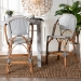 bali & pari Genica Classic French Two-Tone Navy and White Weaving and Natural Rattan 2-Piece Counter Stool Set - DC613-Rattan-Navy/White-CS No Arm