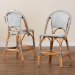 bali & pari Genica Classic French Two-Tone Navy and White Weaving and Natural Rattan 2-Piece Counter Stool Set - DC613-Rattan-Navy/White-CS No Arm