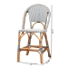 bali & pari Genica Classic French Two-Tone Navy and White Weaving and Natural Rattan 2-Piece Counter Stool Set - DC613-Rattan-Navy/White-CS No Arm