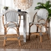 bali & pari Genica Classic French Two-Tone Black and White Weaving and Natural Rattan 2-Piece Counter Stool Set - DC613-Rattan-Black/White-CS No Arm
