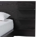 Baxton Studio Elina Modern Ebony Black Wood Queen Size Platform Bed with Built-In Shelves - MG-0051-Ebony Black-Queen