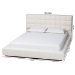 Baxton Studio Braylin Glam and Luxe Teddy-Bear Fabric King Size Platform Bed - CFSP0828-White-King