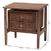 Baxton Studio Alyssa Japandi Walnut Brown Wood 2-Drawer Nightstand Woven with Rattan - SW8000-86NS-Walnut-Nightstand