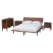 Baxton Studio Alyssa Japandi Walnut Brown Wood King Size 4-Piece Bedroom Set