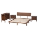 Baxton Studio Alyssa Japandi Walnut Brown Wood King Size 4-Piece Bedroom Set - SW8598-Walnut-4PC King Bedroom set