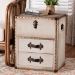 Baxton Studio Agatha Vintage Coffee Canvas 2-Drawer Storage Trunk - JY24A034-White-Wooden-Ottoman