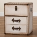 Baxton Studio Agatha Vintage Coffee Canvas 2-Drawer Storage Trunk - JY24A034-White-Wooden-Ottoman