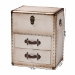 Baxton Studio Agatha Vintage Coffee Canvas 2-Drawer Storage Trunk - JY24A034-White-Wooden-Ottoman