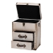Baxton Studio Agatha Vintage Coffee Canvas 2-Drawer Storage Trunk - JY24A034-White-Wooden-Ottoman
