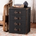 Baxton Studio Jaelyn Vintage Black Canvas 4-Drawer End Table - JY24A037-Black-Wooden-ET