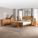Baxton Studio Jenn Golden Brown Wood Japandi 5-Piece Queen Size Bedroom Set with Distressed-Finished Rattan - Jenn-Distressed/NT Oak-Queen 5PC Bedroom Set