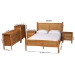 Baxton Studio Jenn Golden Brown Wood Japandi 5-Piece Queen Size Bedroom Set with Distressed-Finished Rattan - Jenn-Distressed/NT Oak-Queen 5PC Bedroom Set