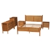 Baxton Studio Jenn Golden Brown Wood Japandi 5-Piece Queen Size Bedroom Set with Distressed-Finished Rattan - Jenn-Distressed/NT Oak-Queen 5PC Bedroom Set