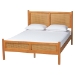 Baxton Studio Jenn Golden Brown Wood Japandi 5-Piece Queen Size Bedroom Set with Distressed-Finished Rattan - Jenn-Distressed/NT Oak-Queen 5PC Bedroom Set
