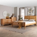 Baxton Studio Jenn Golden Brown Wood Japandi 4-Piece Queen Size Bedroom Set with Distressed-Finished Rattan - Jenn-Distressed/NT Oak-Queen 4PC Bedroom Set