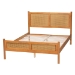 Baxton Studio Jenn Golden Brown Wood Japandi Queen Size Platform Bed with Distressed-Finished Rattan - MG0224-1-5703R Rattan/NTOak1203-Queen