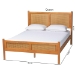 Baxton Studio Jenn Golden Brown Wood Japandi Queen Size Platform Bed with Distressed-Finished Rattan - MG0224-1-5703R Rattan/NTOak1203-Queen