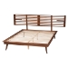 Baxton Studio Elvina Mid-Century Transitional Ash Walnut Wood Queen Size Platform Bed with Built-In Shelves - MG0228-AshWalnut-Queen