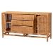 bali & pari Vivan Bohemian Honey Rattan and Mahogany Wood 3-Drawer Storage Cabinet - Vivan-SV2089-Natural-Rattan-Cabinet