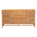 bali & pari Vivan Bohemian Honey Rattan and Mahogany Wood 3-Drawer Storage Cabinet - Vivan-SV2089-Natural-Rattan-Cabinet