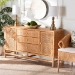 bali & pari Vivan Bohemian Honey Rattan and Mahogany Wood 3-Drawer Storage Cabinet - Vivan-SV2089-Natural-Rattan-Cabinet