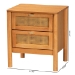 Baxton Studio Jenn Golden Brown Wood Japandi 2-Drawer Nightstand with Distressed-Finished Rattan - MG9006-5703R Rattan/NTOak1203-2D-Nightstand