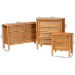 Baxton Studio Jenn Golden Brown Wood Japandi 3-Piece Storage Set with Distressed-Finished Rattan - Adalyn-Distressed/NT Oak-3PC Storage Set
