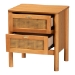 Baxton Studio Jenn Golden Brown Wood Japandi 2-Drawer Nightstand with Distressed-Finished Rattan - MG9006-5703R Rattan/NTOak1203-2D-Nightstand
