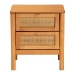 Baxton Studio Jenn Golden Brown Wood Japandi 2-Drawer Nightstand with Distressed-Finished Rattan - MG9006-5703R Rattan/NTOak1203-2D-Nightstand