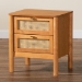 Baxton Studio Jenn Golden Brown Wood Japandi 2-Drawer Nightstand with Distressed-Finished Rattan - MG9006-5703R Rattan/NTOak1203-2D-Nightstand