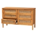 Baxton Studio Jenn Golden Brown Wood Japandi 6-Drawer Dresser with Distressed-Finished Rattan - MG9006-5703R Rattan/NTOak1203-6D-Dresser