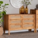 Baxton Studio Jenn Golden Brown Wood Japandi 6-Drawer Dresser with Distressed-Finished Rattan - MG9006-5703R Rattan/NTOak1203-6D-Dresser