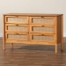 Baxton Studio Jenn Golden Brown Wood Japandi 6-Drawer Dresser with Distressed-Finished Rattan - MG9006-5703R Rattan/NTOak1203-6D-Dresser