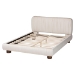 Baxton Studio Emsley Luxe Ivory Pleated Velvet Queen Size Platform Bed - BBT61217-Ivory/Walnut-Queen