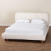 Baxton Studio Emsley Luxe Ivory Pleated Velvet Queen Size Platform Bed - BBT61217-Ivory/Walnut-Queen