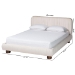 Baxton Studio Emsley Luxe Ivory Pleated Velvet Queen Size Platform Bed - BBT61217-Ivory/Walnut-Queen