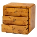 bali & pari Netra Modern and Contemporary Natural Real Burl Wood 3-Drawer Nightstand - KL-1569-Natural Burl Op1-Ebony-3DW-NS-BOXED