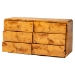 bali & pari Netra Modern and Contemporary Natural Real Burl Wood 6-Drawer Dresser - KL-1571-Natural Burl Op1-Ebony-6DW-Dresser-BOXED
