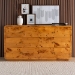 bali & pari Netra Modern and Contemporary Natural Real Burl Wood 6-Drawer Dresser - KL-1571-Natural Burl Op1-Ebony-6DW-Dresser-BOXED