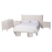 Baxton Studio Laria Modern White Teddy-Bear Fabric King Size 5-Piece Bedroom Set
