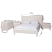 Baxton Studio Laria Modern White Teddy-Bear Fabric Queen Size 4-Piece Bedroom Set - BBT61176 A1-White-Queen 4PC Bedroom Set