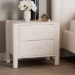Baxton Studio Laria Modern White Teddy-Bear Fabric 2-Drawer Nightstand - BBT3225-White-NS