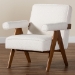 Baxton Studio Georgina Japandi Cream Boucle and Walnut Brown Wood Accent Chair - BBT8074-Cream-CC