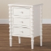 Baxton Studio Malinda Classic White Wood 3-Drawer End Table with Spindle Legs - JY24A173-Off White/Wooden-End Table