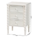 Baxton Studio Malinda Classic White Wood 3-Drawer End Table with Spindle Legs - JY24A173-Off White/Wooden-End Table