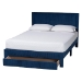 Baxton Studio Elora Modern Navy Blue Pleated Velvet Queen Size Storage Bed - CFSP0839-A-Navy Blue-Queen