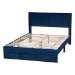 Baxton Studio Elora Modern Navy Blue Pleated Velvet Queen Size Storage Bed - CFSP0839-A-Navy Blue-Queen