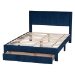 Baxton Studio Elora Modern Navy Blue Pleated Velvet Queen Size Storage Bed - CFSP0839-A-Navy Blue-Queen