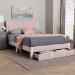 Baxton Studio Elora Modern Light Pink Pleated Velvet Queen Size Storage Bed - CFSP0839-A-Light Pink-Queen